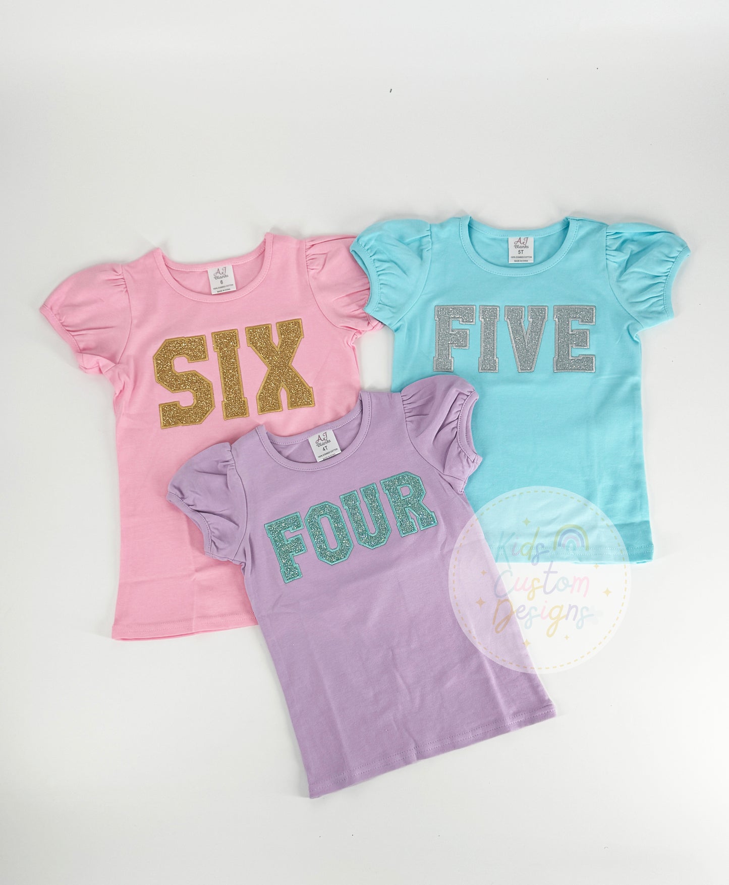 Girls Glitter Number Birthday Shirt