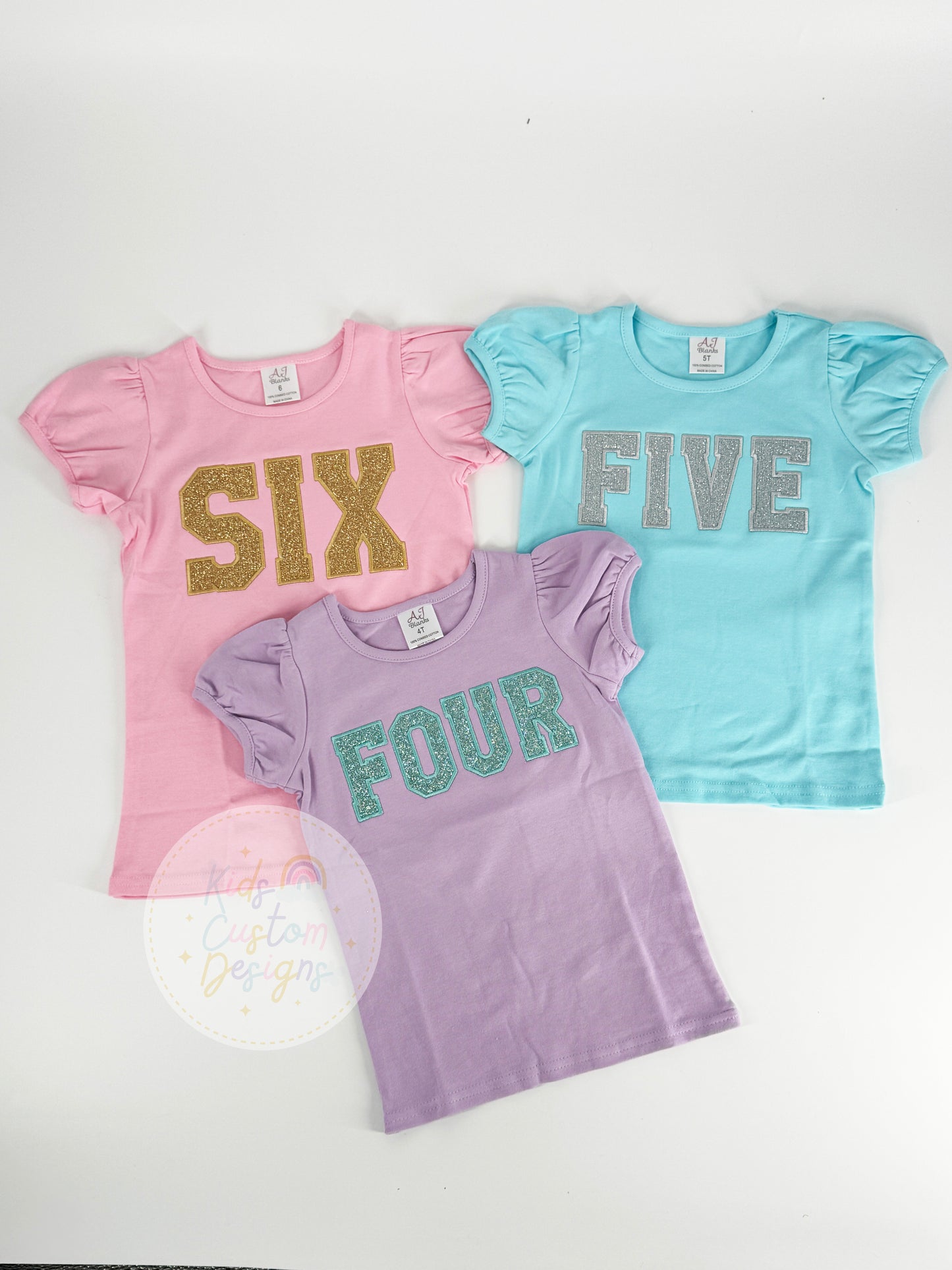 Girls Glitter Number Birthday Shirt
