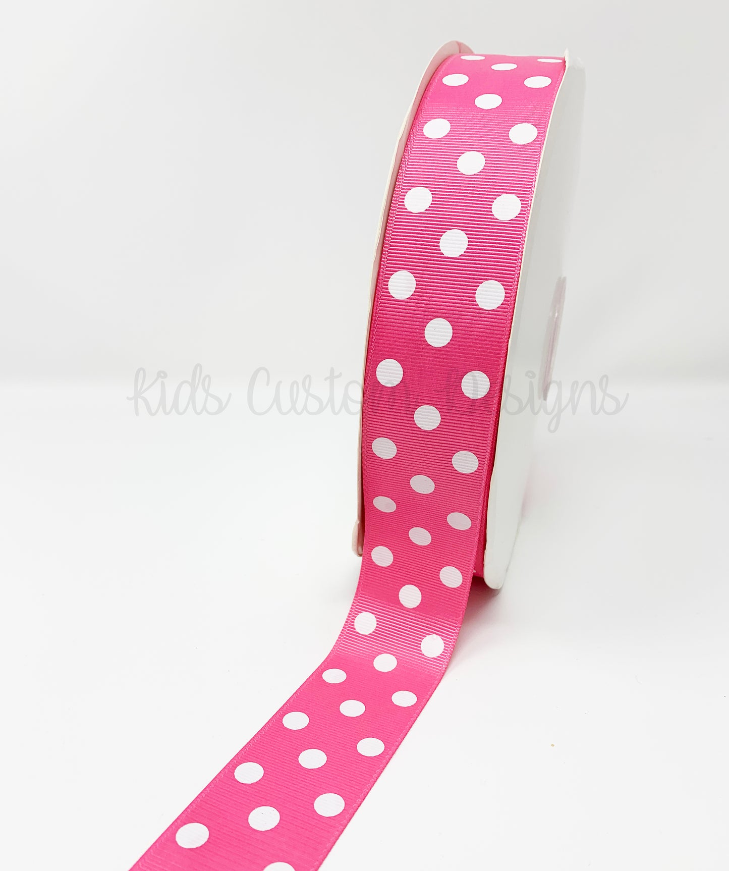 HOT PINK WITH WHITE POLKA DOT 1.5INCH 100 YD GROSGRAIN RIBBON
