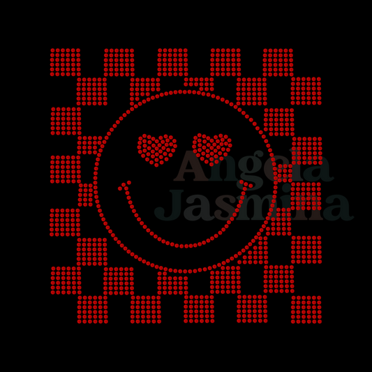 KIDS Checkered Happy Face SPANGLE Transfer YOU PICK COLOR