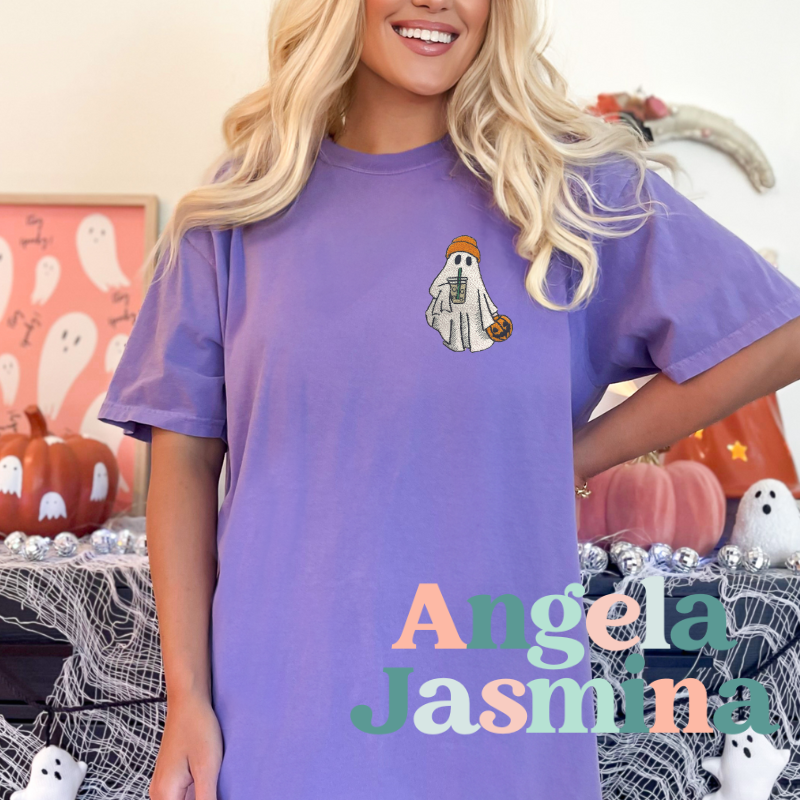 Coffee Ghost Embroidered Tee