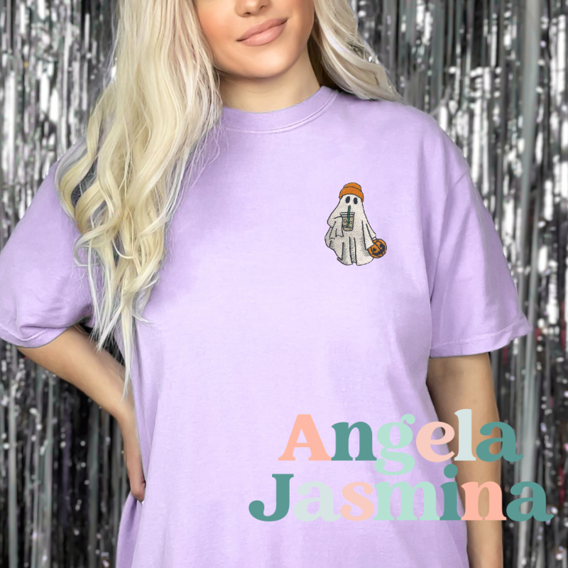 Coffee Ghost Embroidered Tee