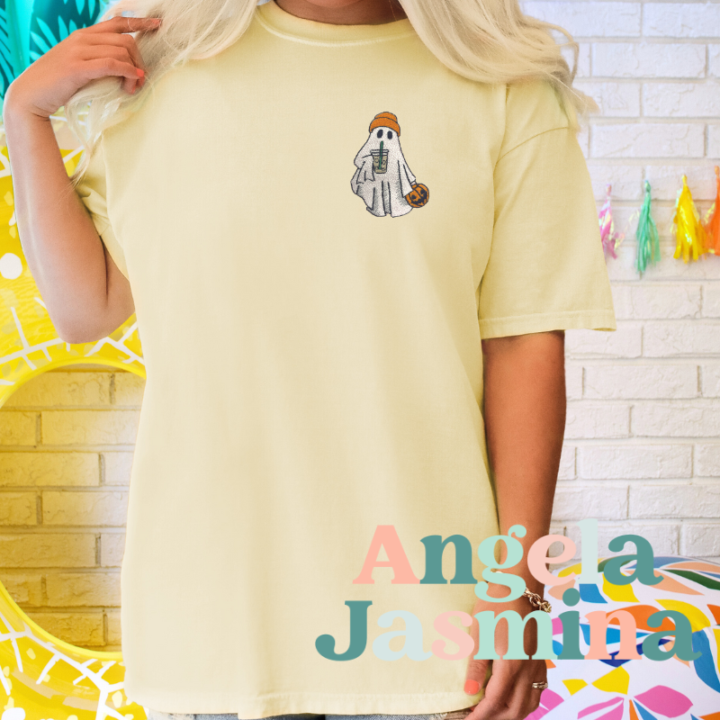 Coffee Ghost Embroidered Tee