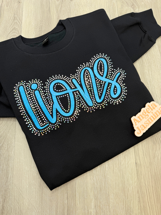 Custom Lions Embroidered & Bling Sweatshirt