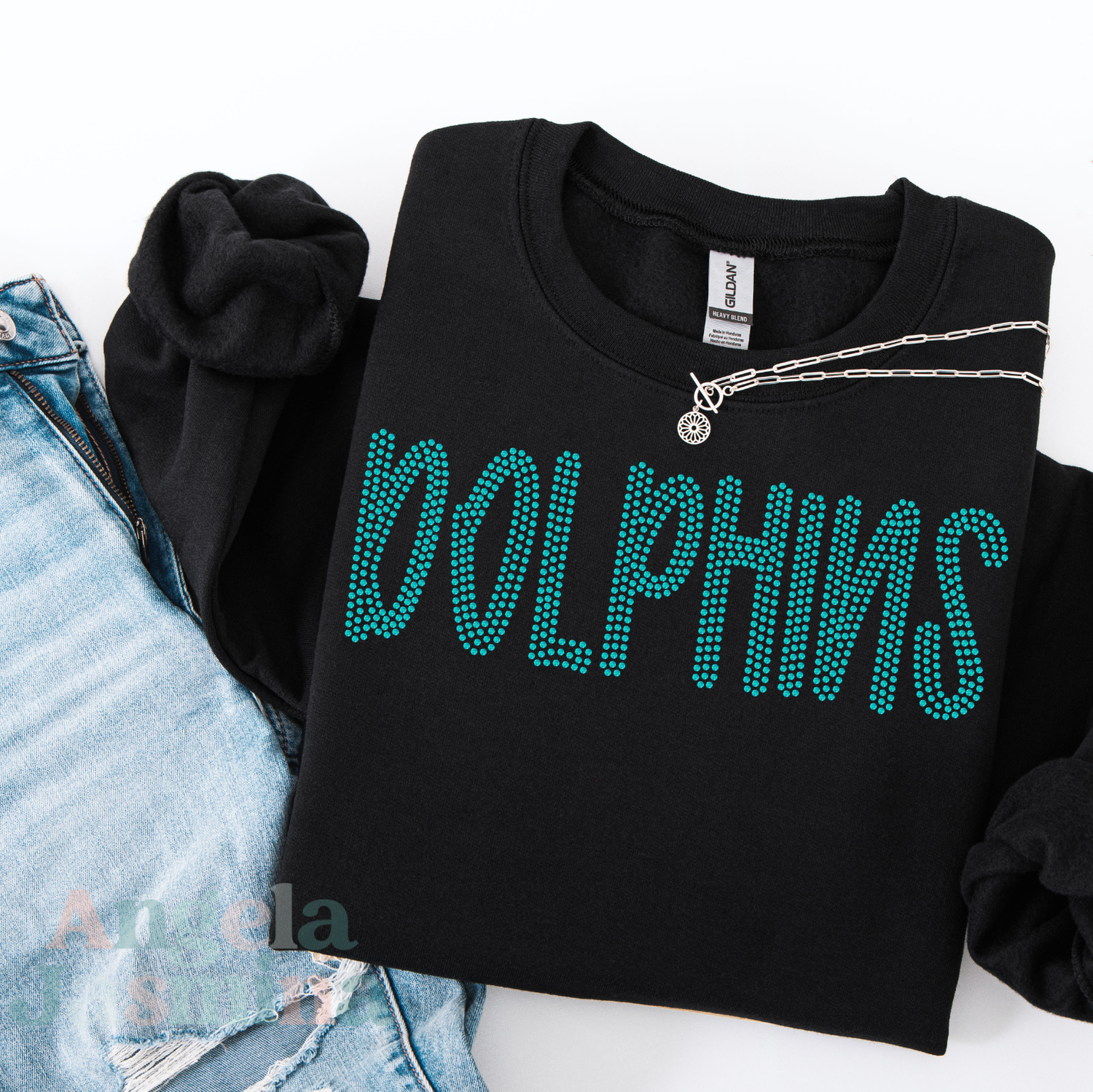 Dolphins Preppy SPANGLE Transfer
