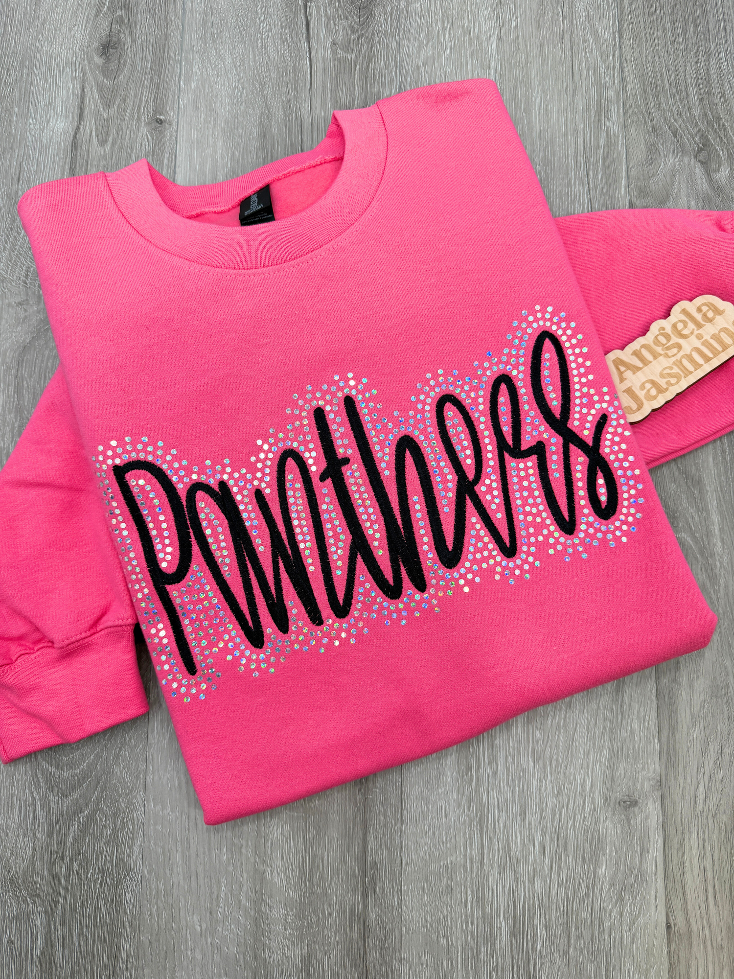 Custom Panthers Embroidered & Bling Sweatshirt