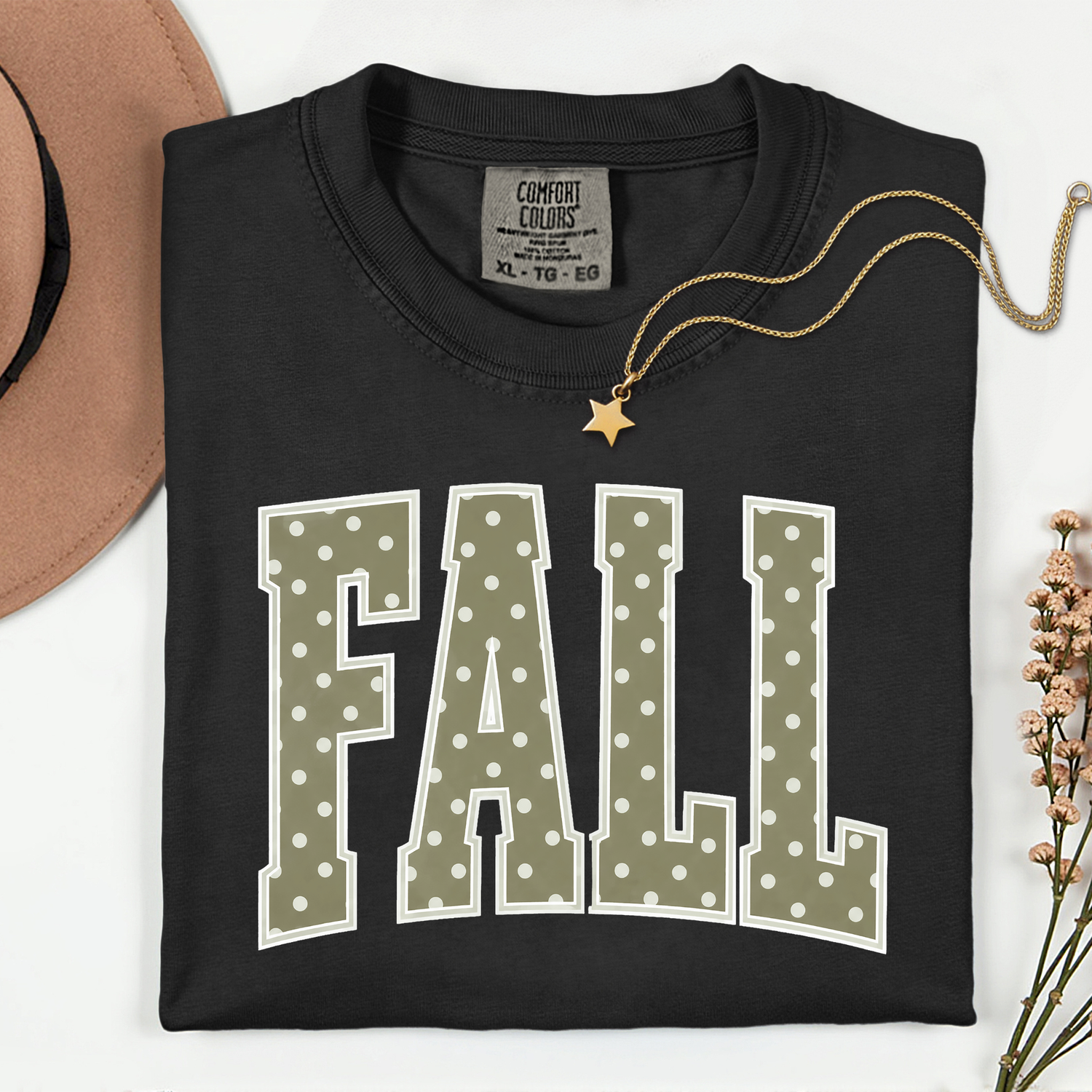 Fall Green Polka Dots 11 inch DTF TRANSFER