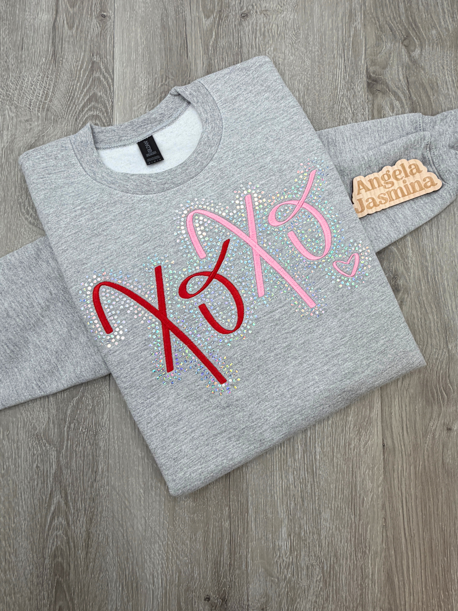 XOXO Embroidery & Bling Valentines Sweatshirt
