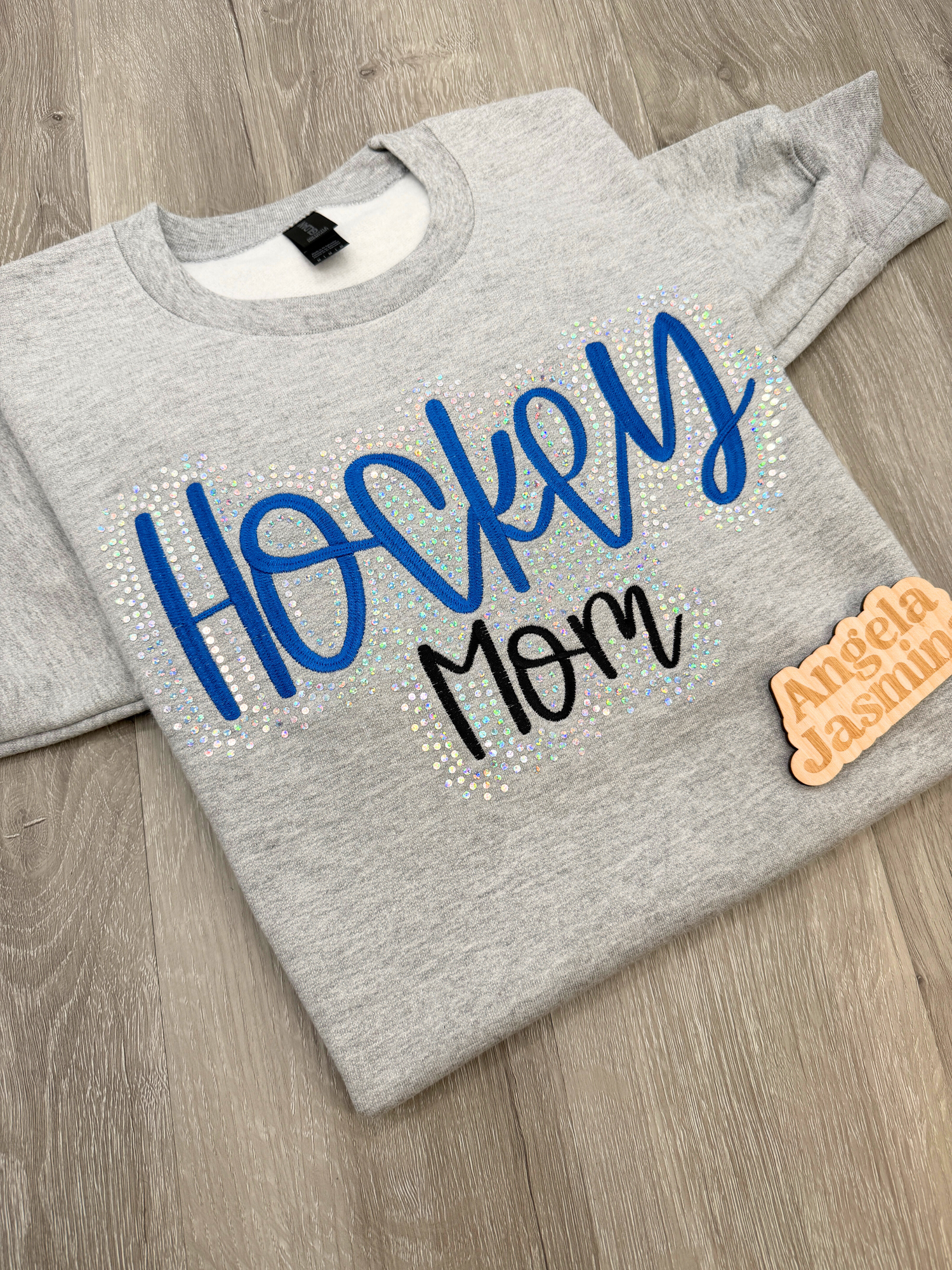 Custom Hockey Mom Embroidered & Bling Sweatshirt