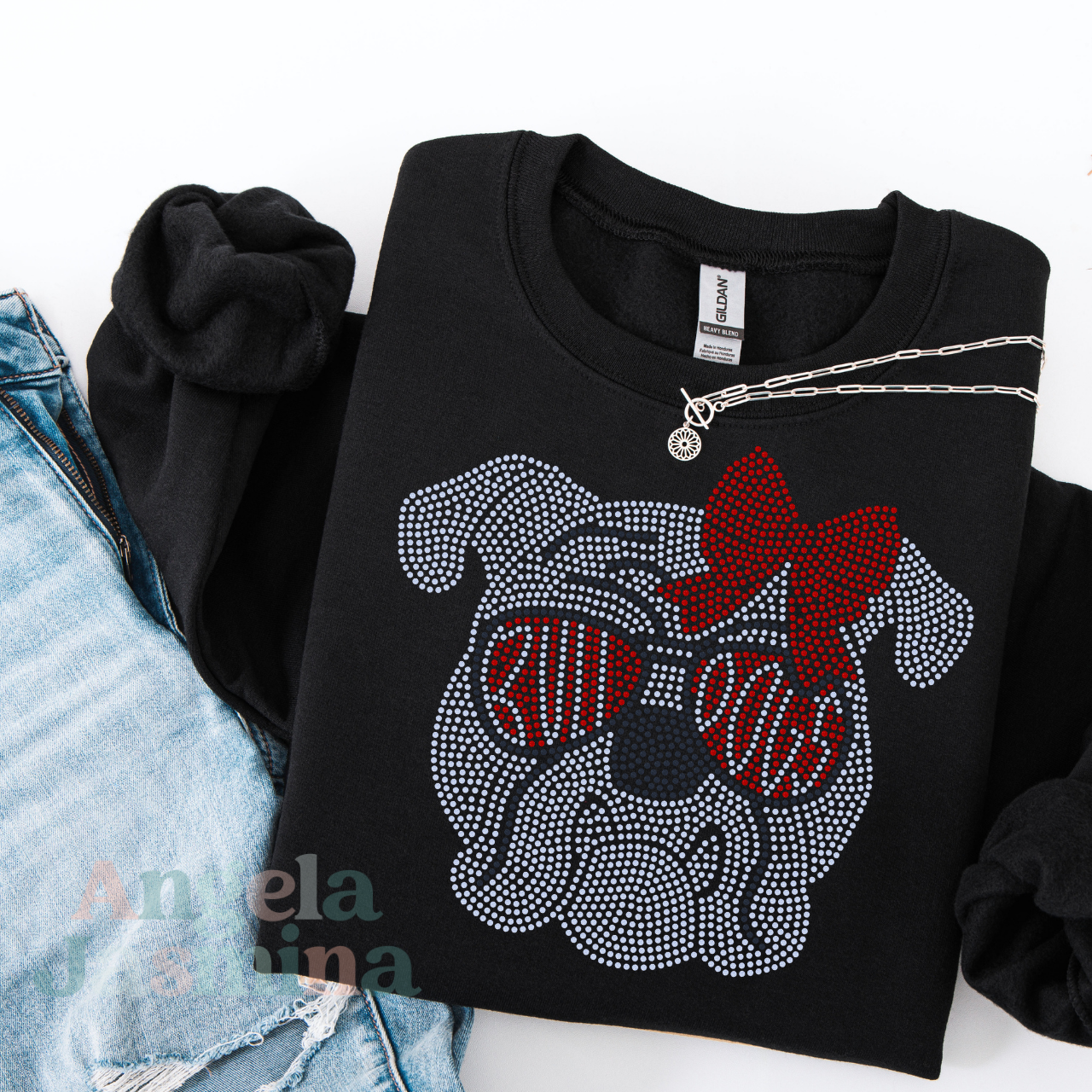 Bulldog Bow Spangle Transfer Custom Color