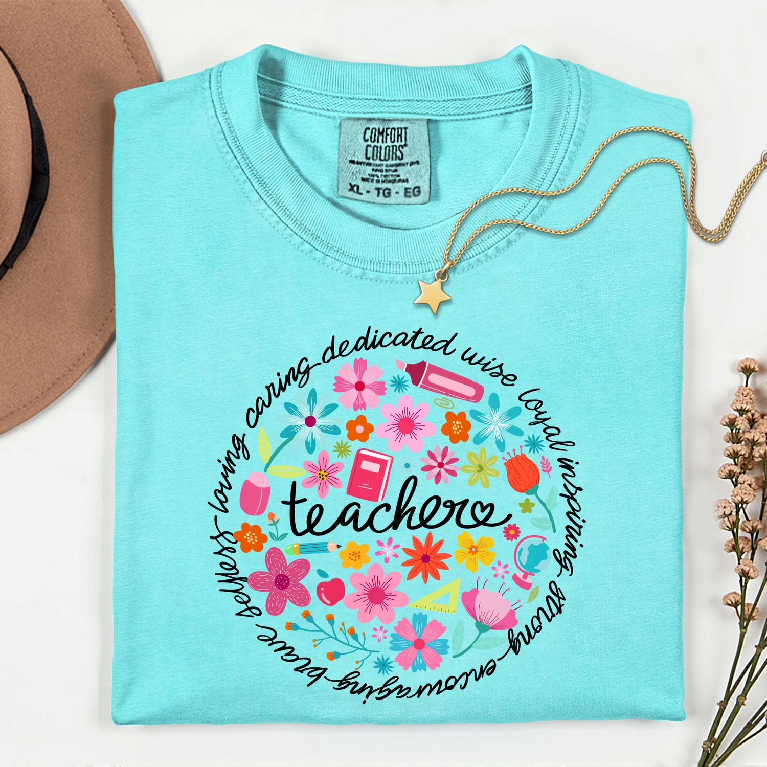 ADULT Teacher with Flowers DTF TRANSFER