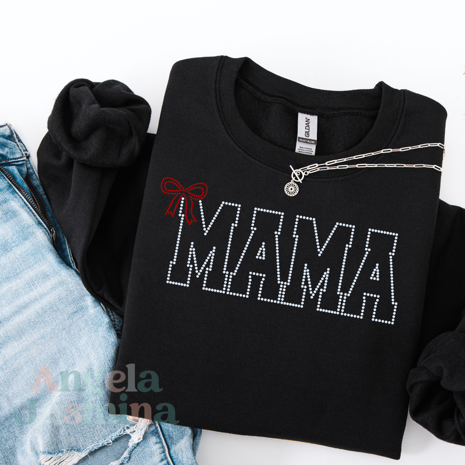 Red Bow Mama SPANGLE Transfer
