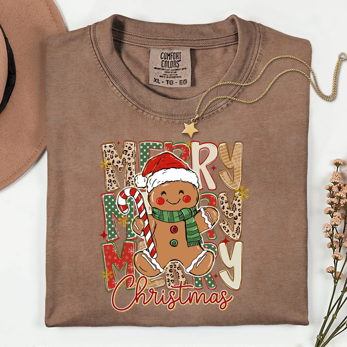 Merry Merry Christmas Gingerbread 11 inch DTF TRANSFER