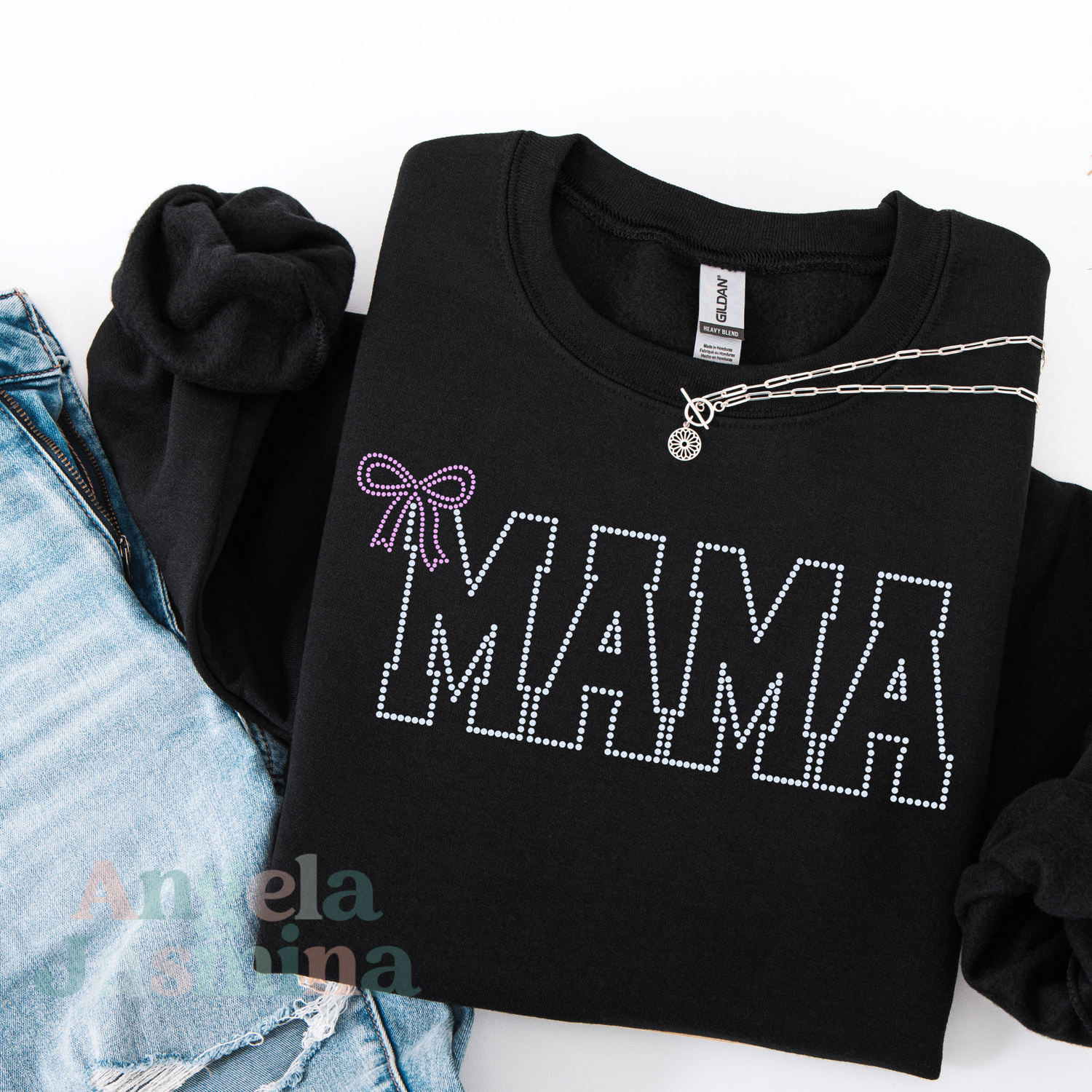 Pink Bow Mama SPANGLE Transfer