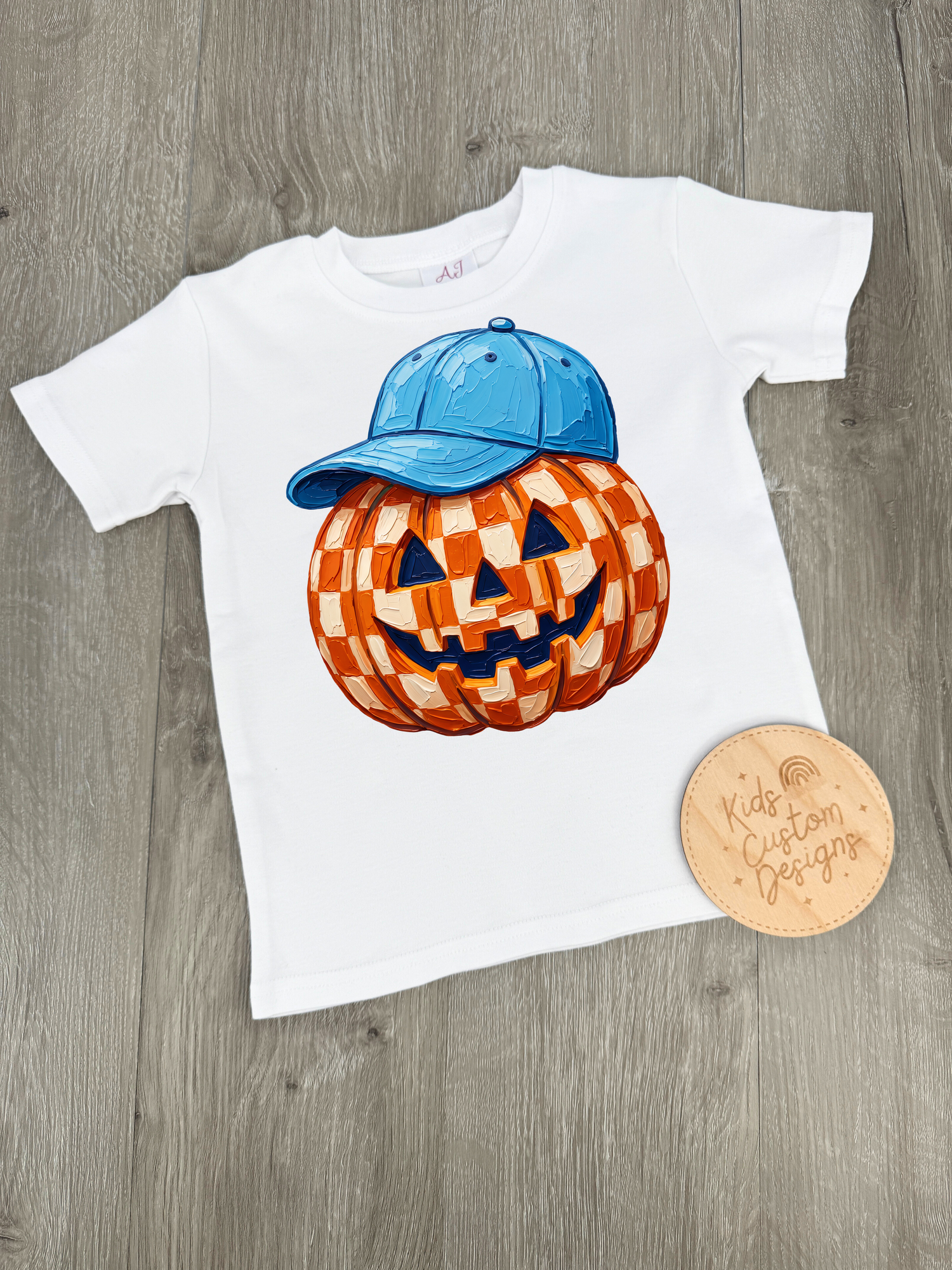 Checkered Pumpkin KIDS 8.5in DTF Transfer