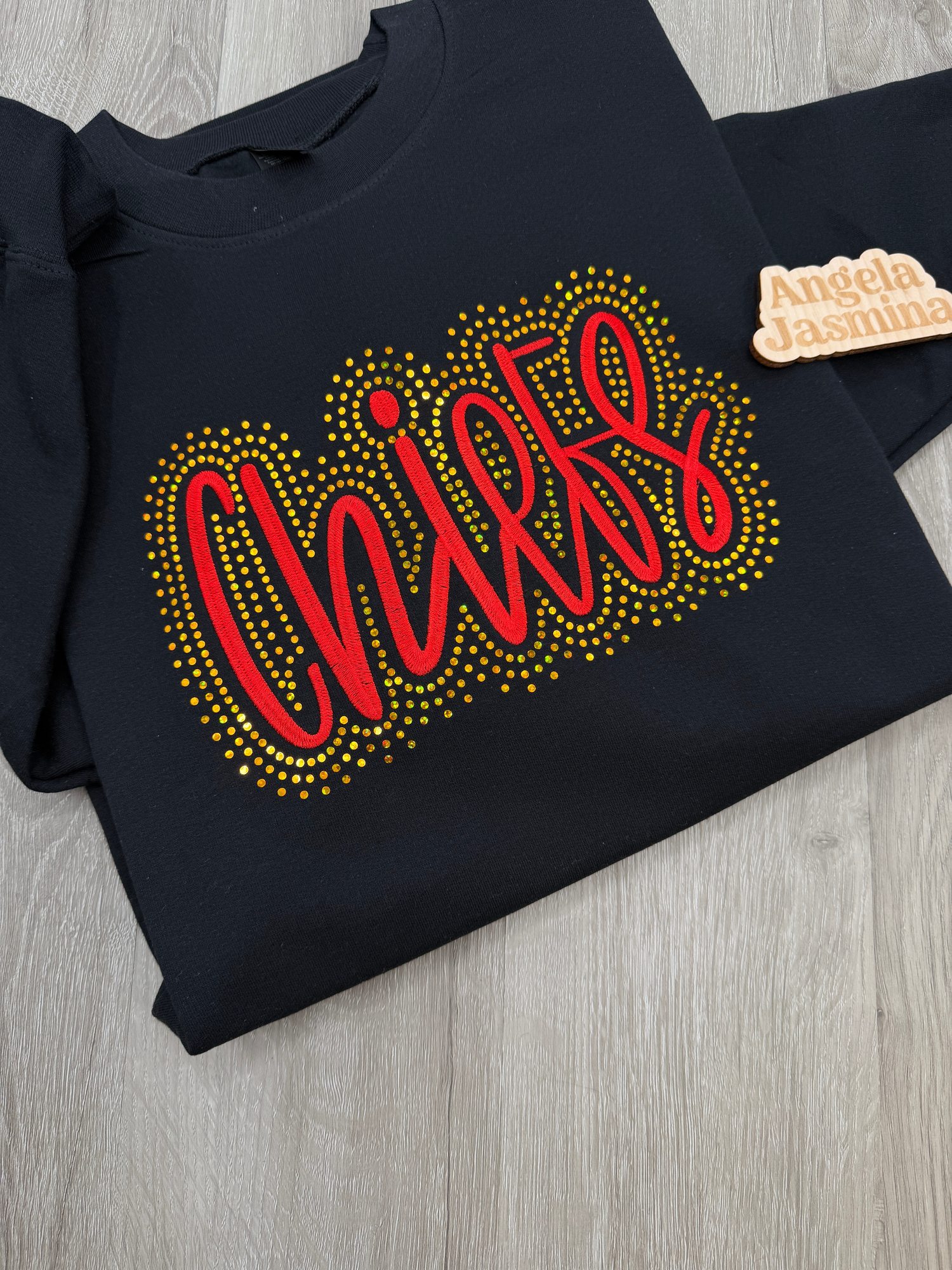 Custom Chiefs Embroidered & Bling Sweatshirt