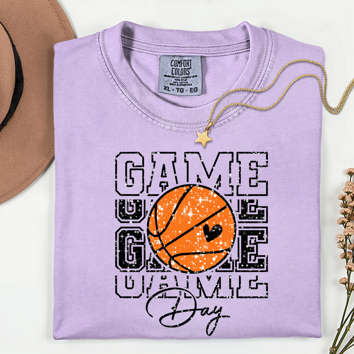 ADULT Basketball Game Day FAUX Glitter DTF TRANSFER