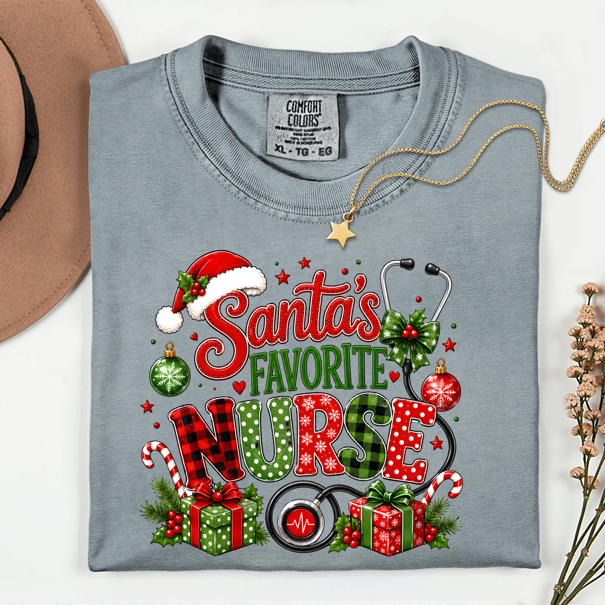 Santas Favorite Nurse 11 inch DTF TRANSFER