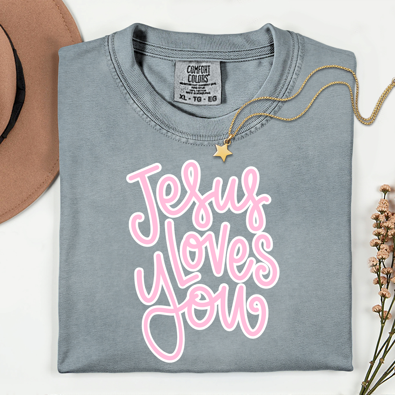 Jesus Loves You Pink and White 11 inch DTF TRANSFER