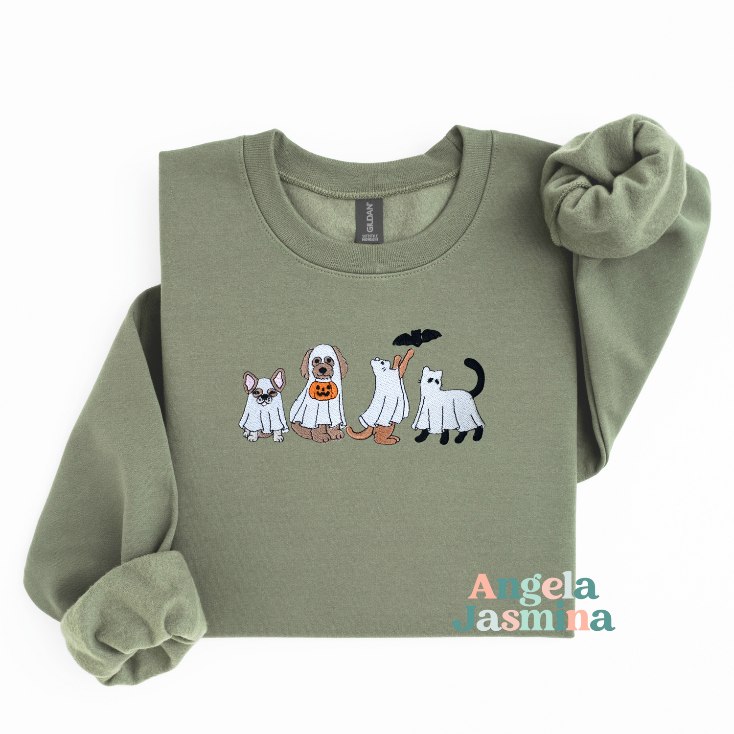 Halloween Animals Embroidered Sweatshirt