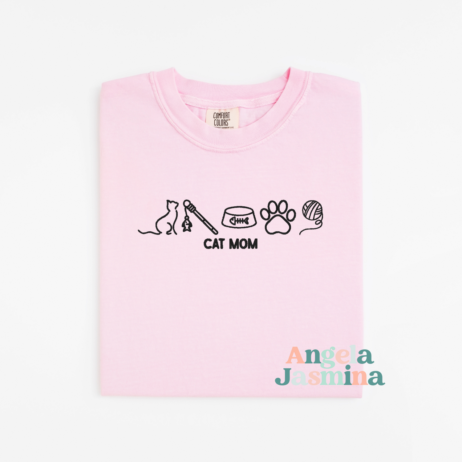 Cat Mom Embroidered Comfort Colors Shirt