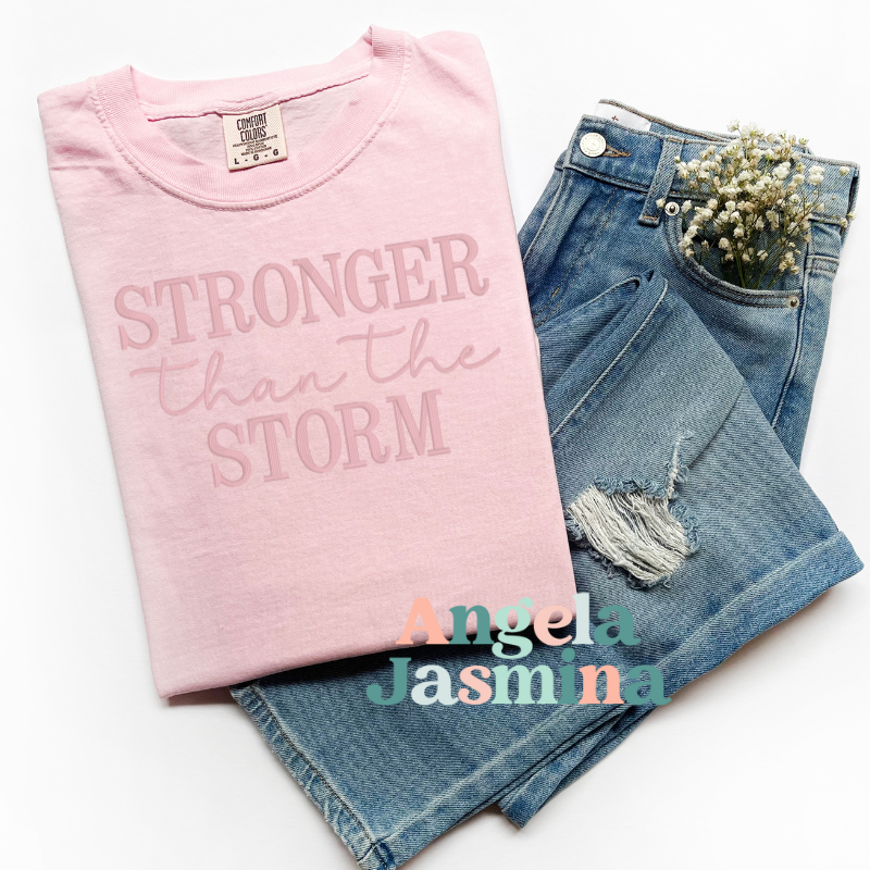 Stronger Than The Storm Embroidered Short Sleeve Tee
