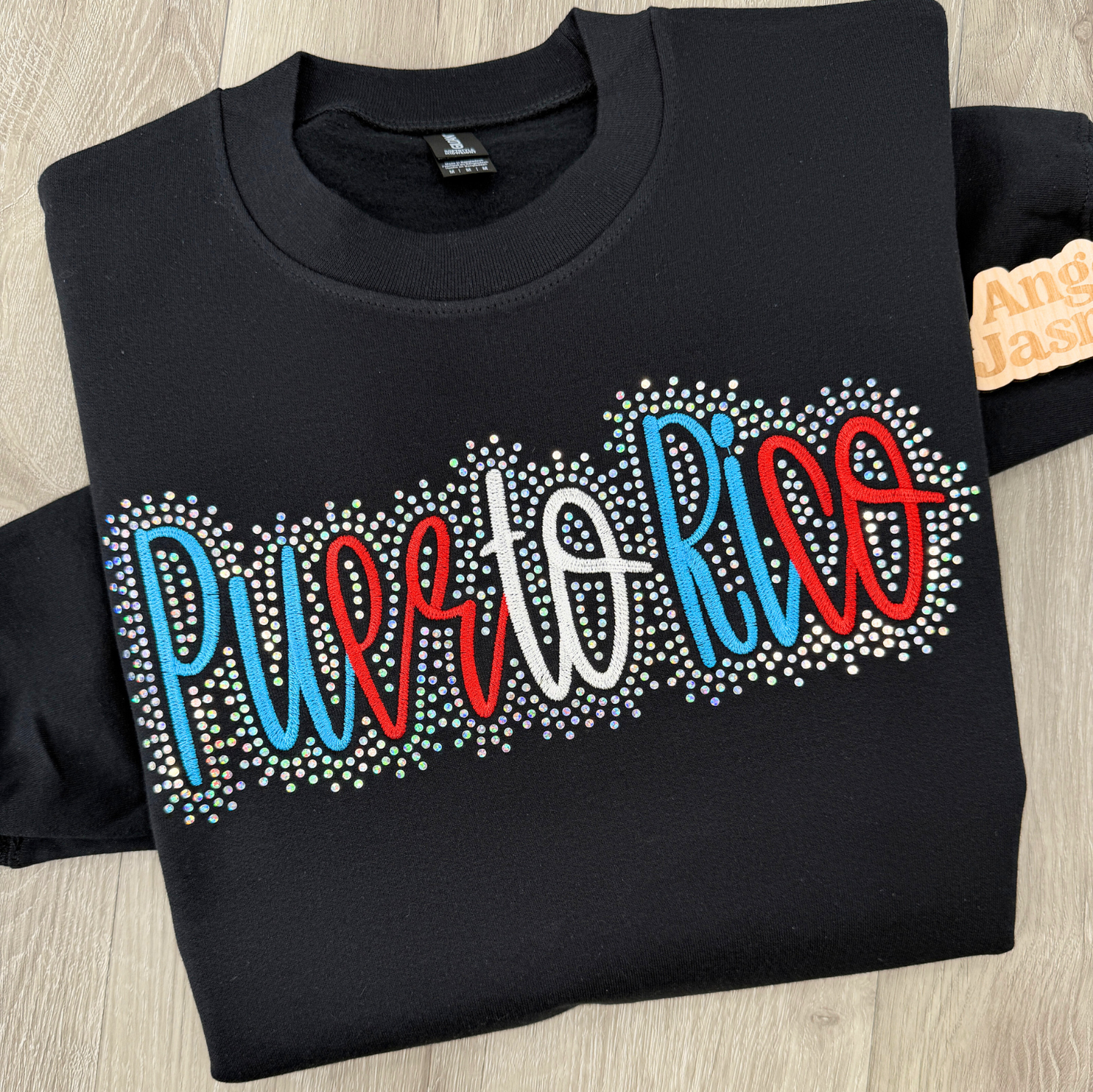 Puerto Rico Embroidered and Bling Sweatshirt
