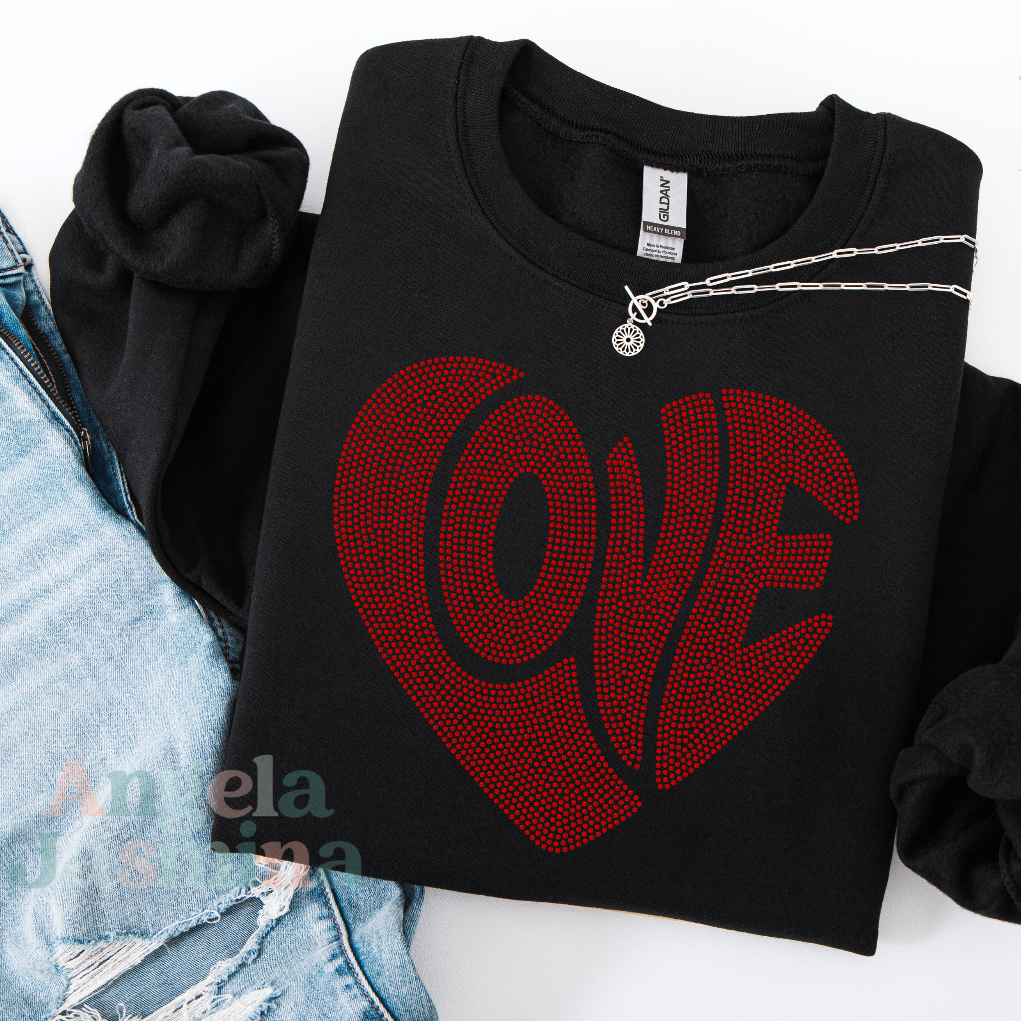 Love Heart Custom Color SPANGLE Transfer – Angela Jasmina