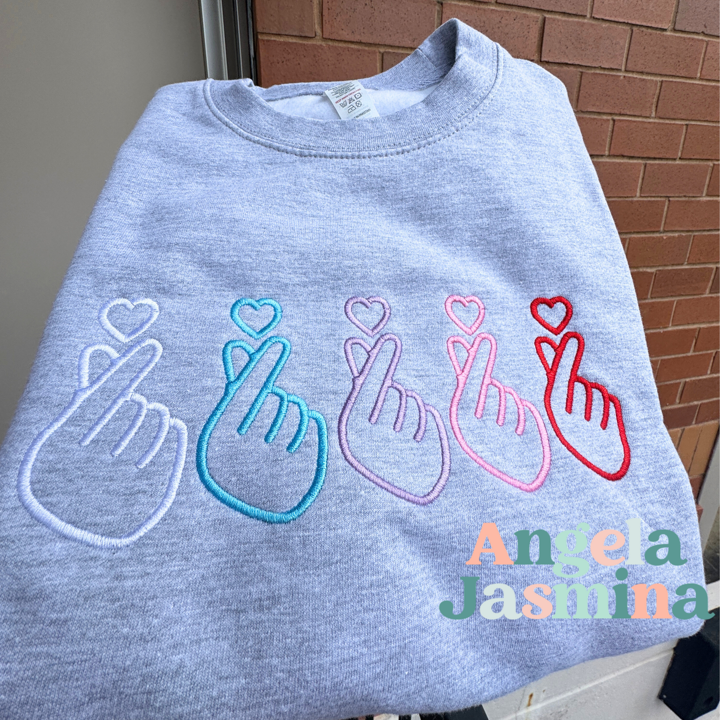 Korean Hand Hearts Embroidered Sweatshirt