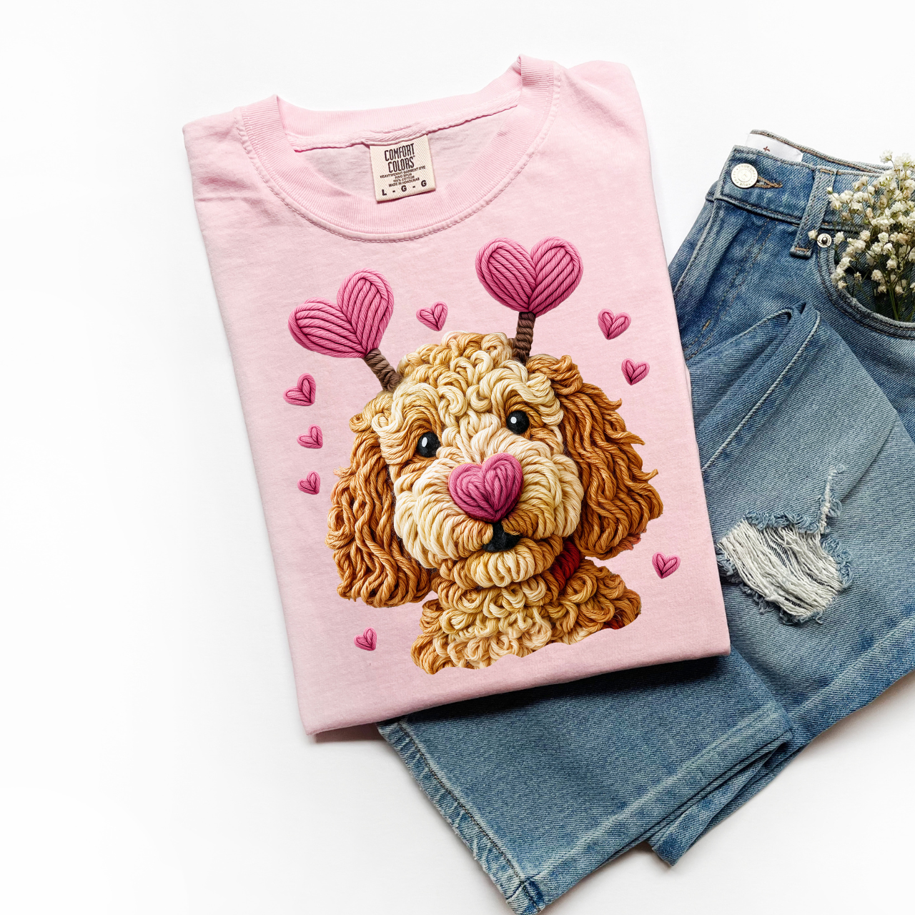 ADULT Valentine Yarn Dog DTF TRANSFER