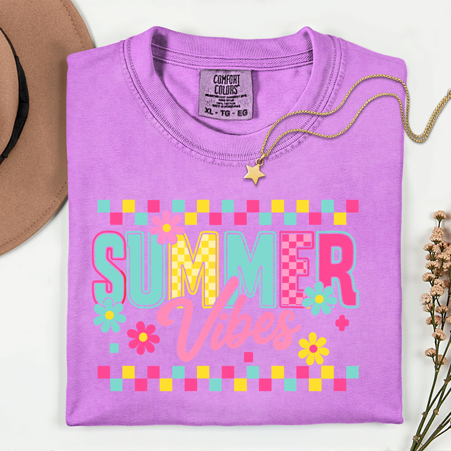 ADULT Summer Vibes with Checkers DTF TRANSFER