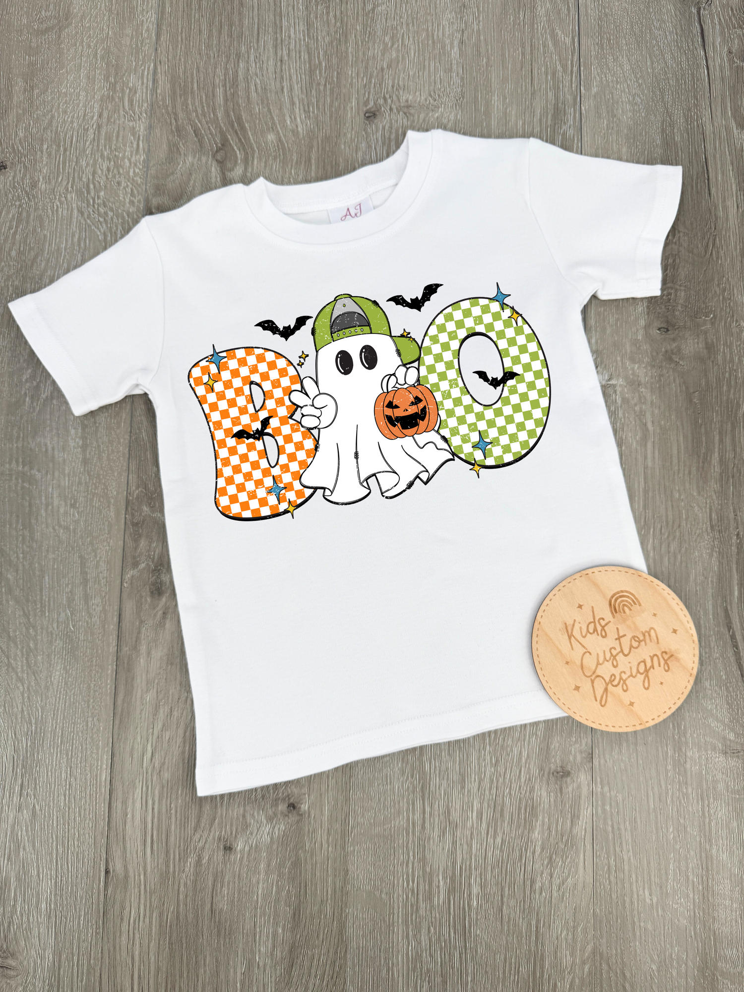 BOO with Ghost KIDS 8.5in DTF Transfer