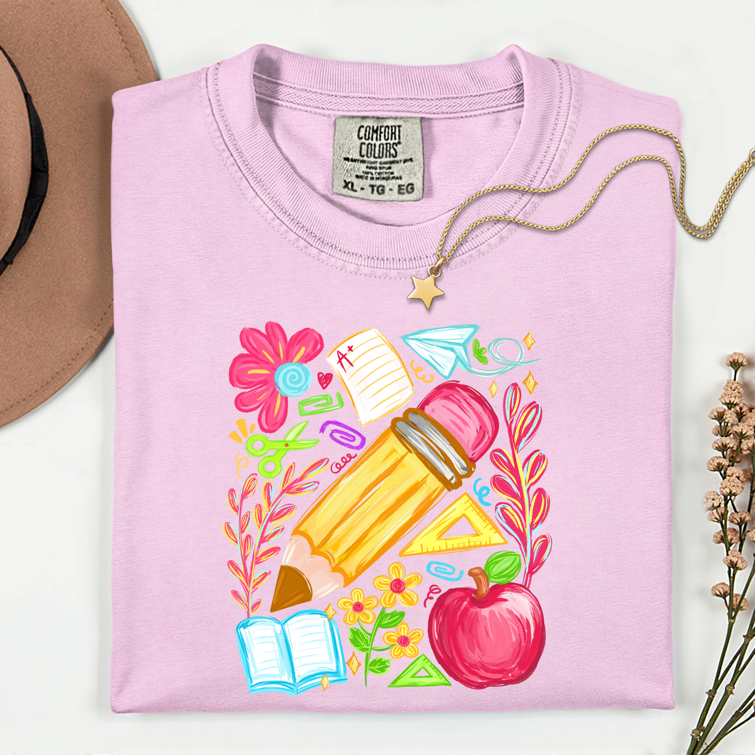 ADULT Pencil with Flowers Teacher DTF TRANSFER
