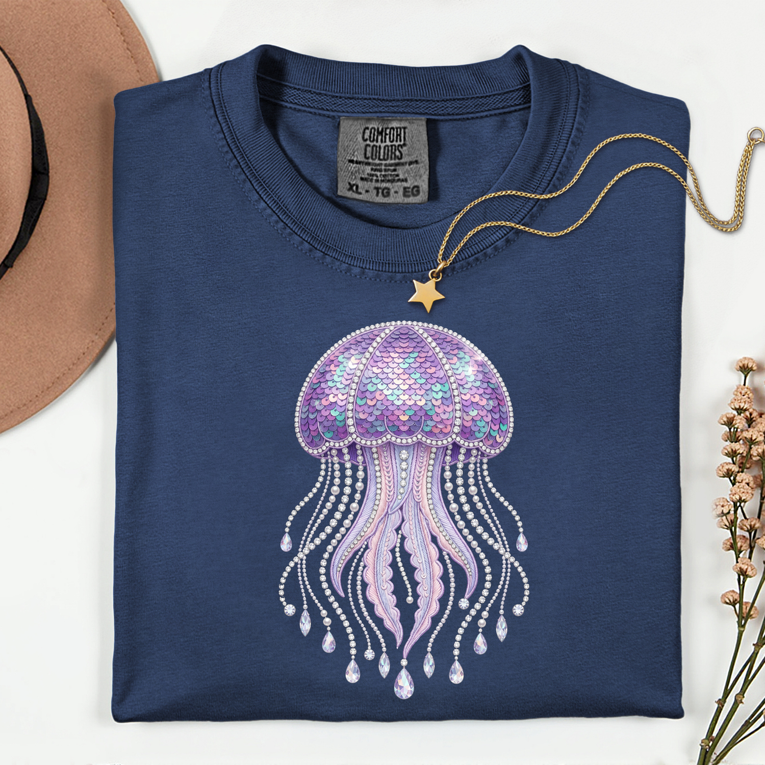 ADULT Jellyfish FAUX Rhinestones DTF TRANSFER