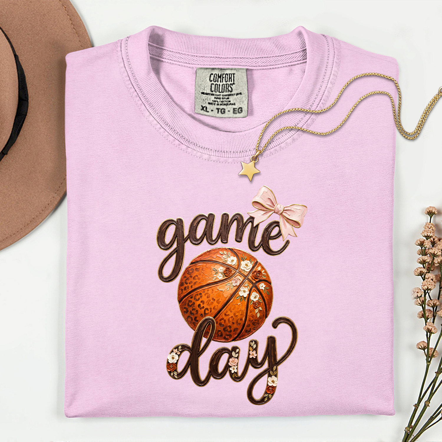 ADULT Basketball Game Day with flowers DTF TRANSFER