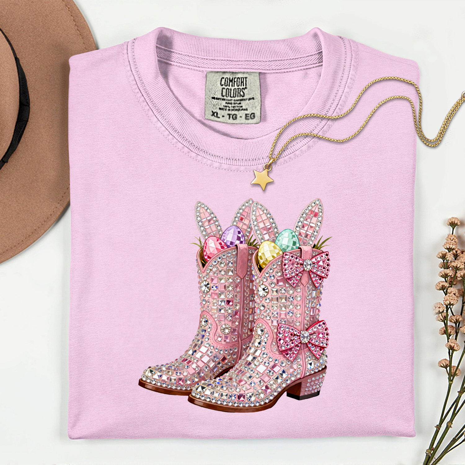 ADULT Easter Boots FAUX Rhinestones DTF TRANSFER