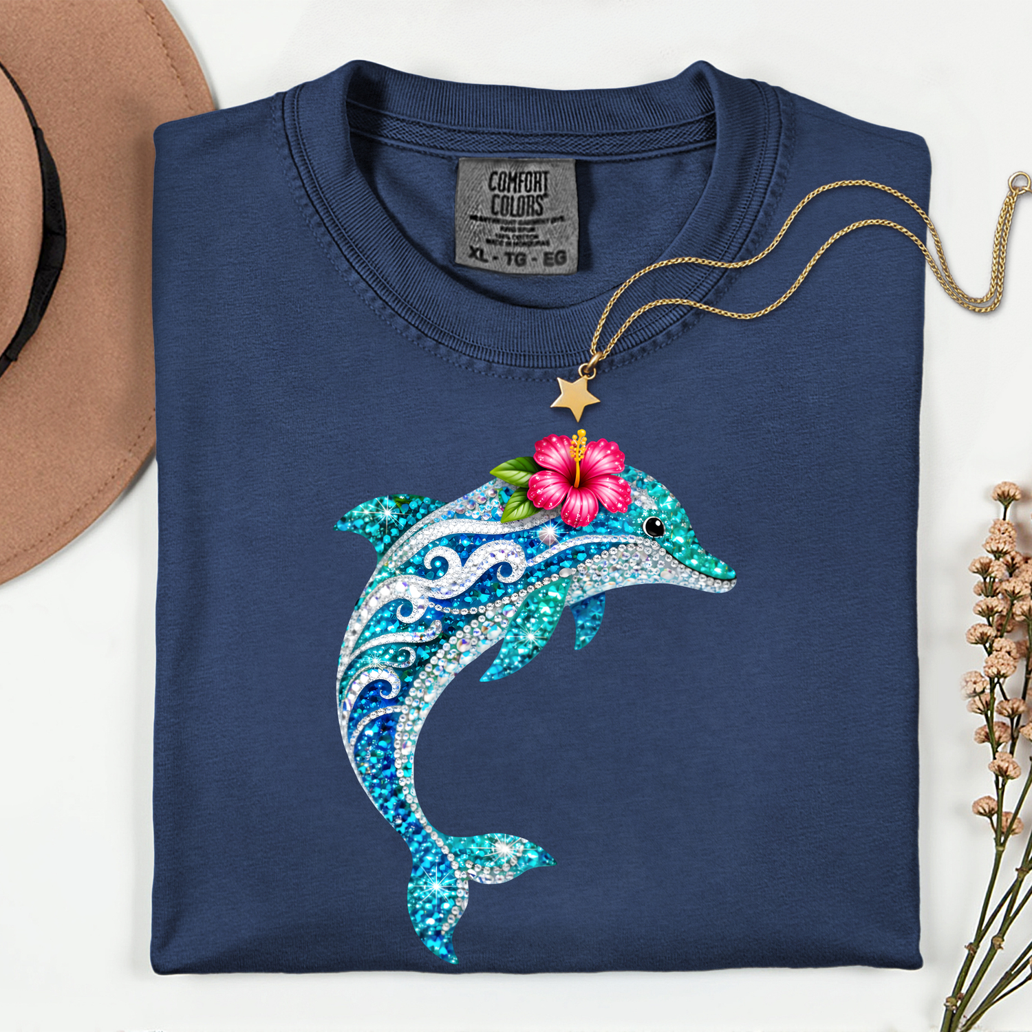 ADULT Dolphin FAUX Rhinestones DTF TRANSFER