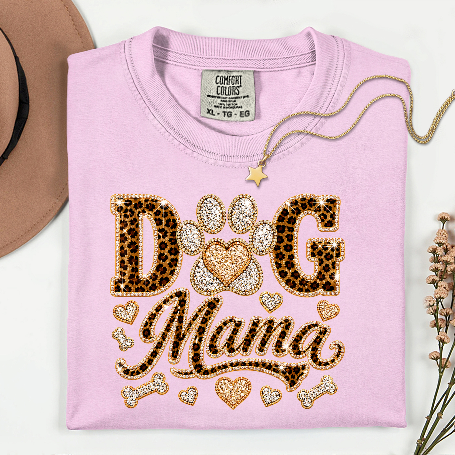 ADULT Dog Mama FAUX Rhinestones DTF TRANSFER