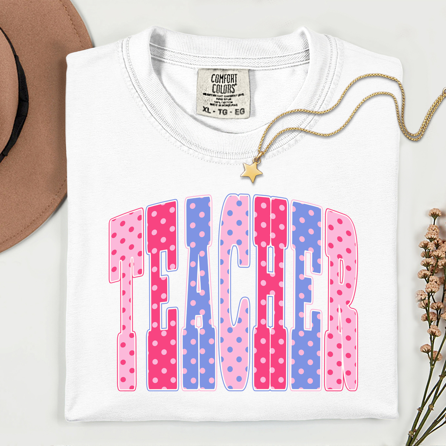ADULT Teacher with Polka Dots DTF TRANSFER