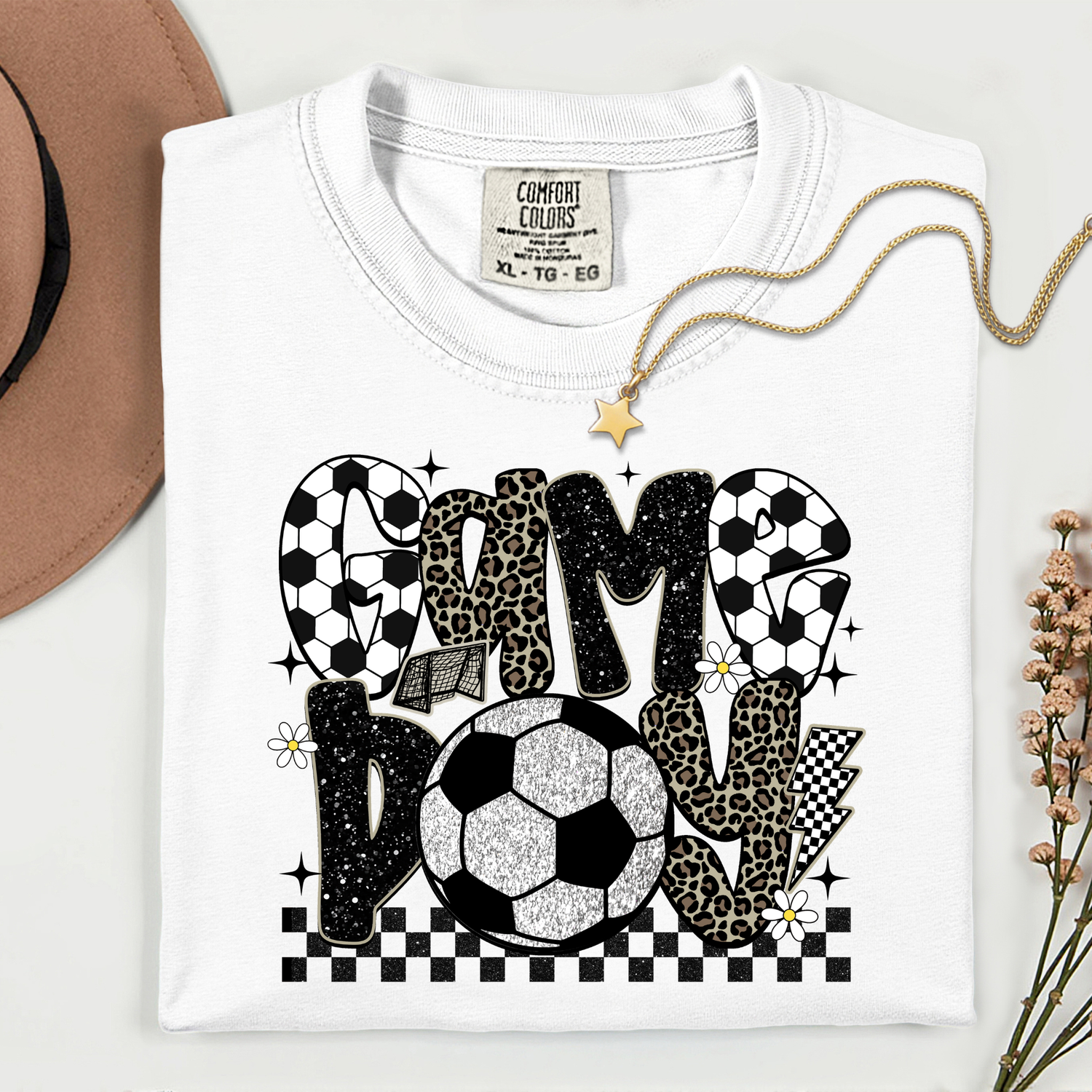 ADULT Soccer Game Day Cheetah FAUX Rhinestones DTF TRANSFER