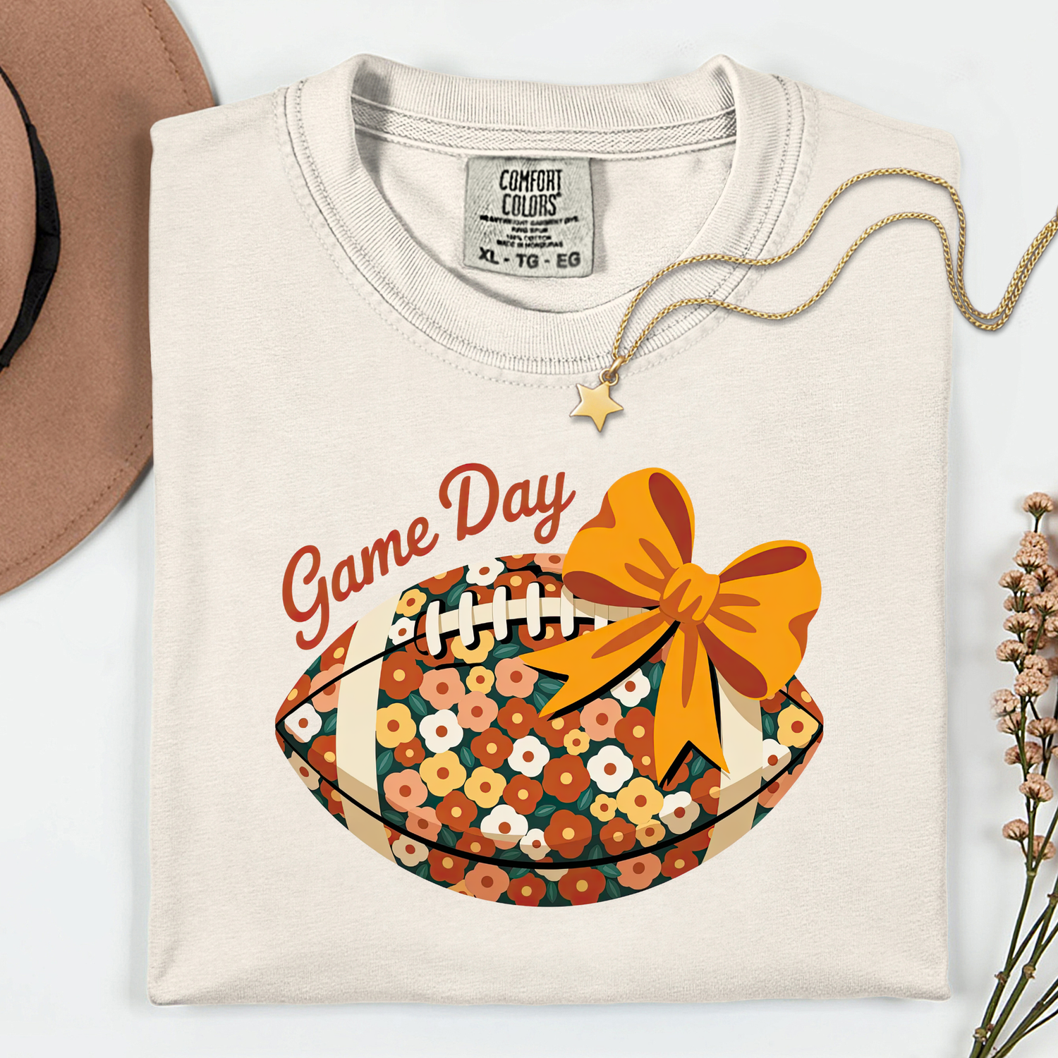 ADULT Game Day Floral Football DTF TRANSFER
