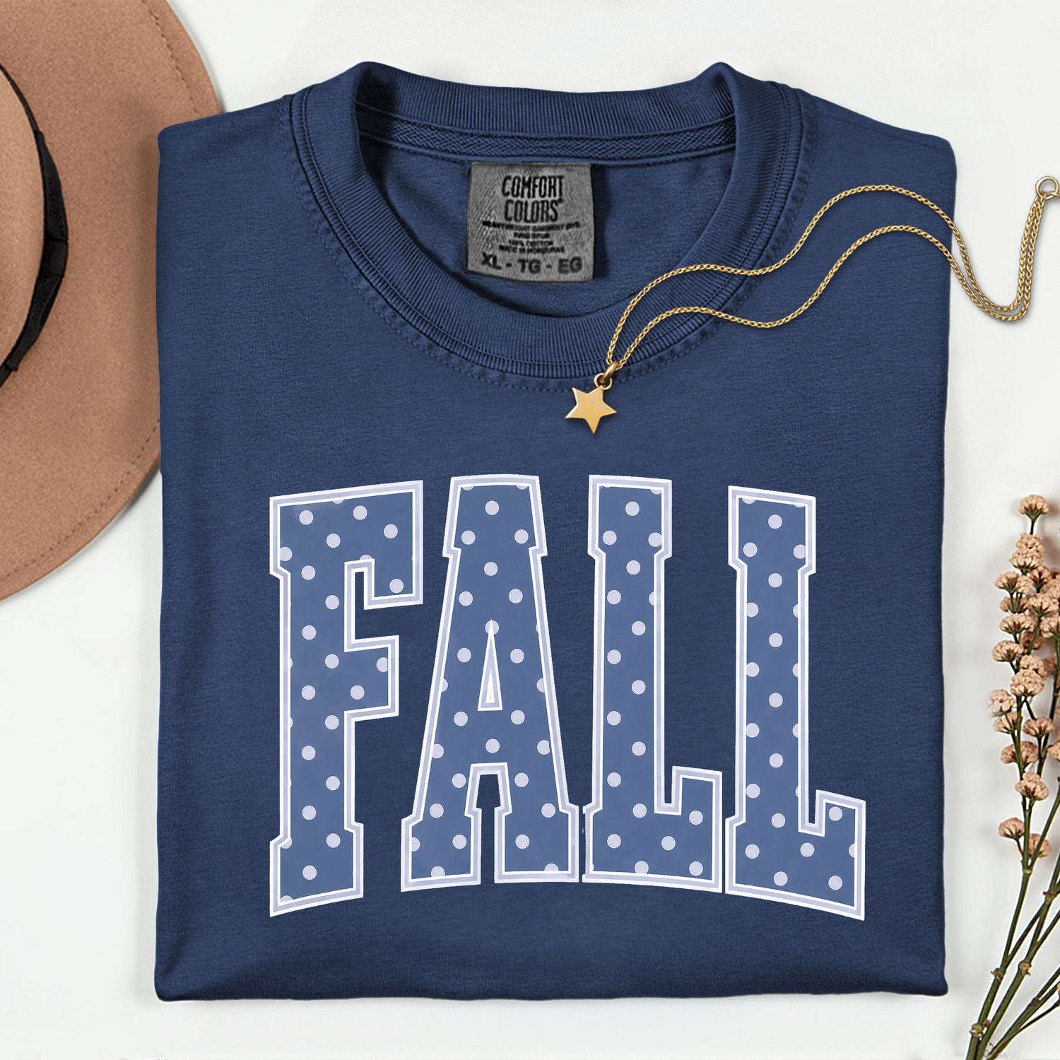 Fall Blue Polka Dots 11 inch DTF TRANSFER