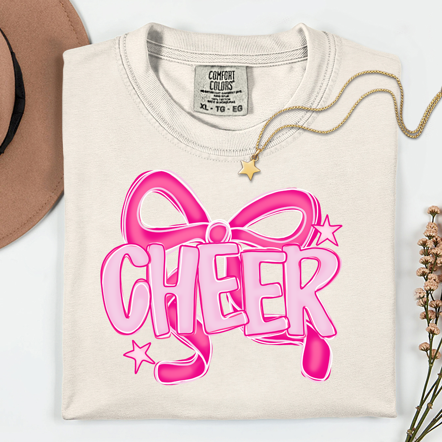 ADULT Pink Cheer with Bow DTF TRANSFER
