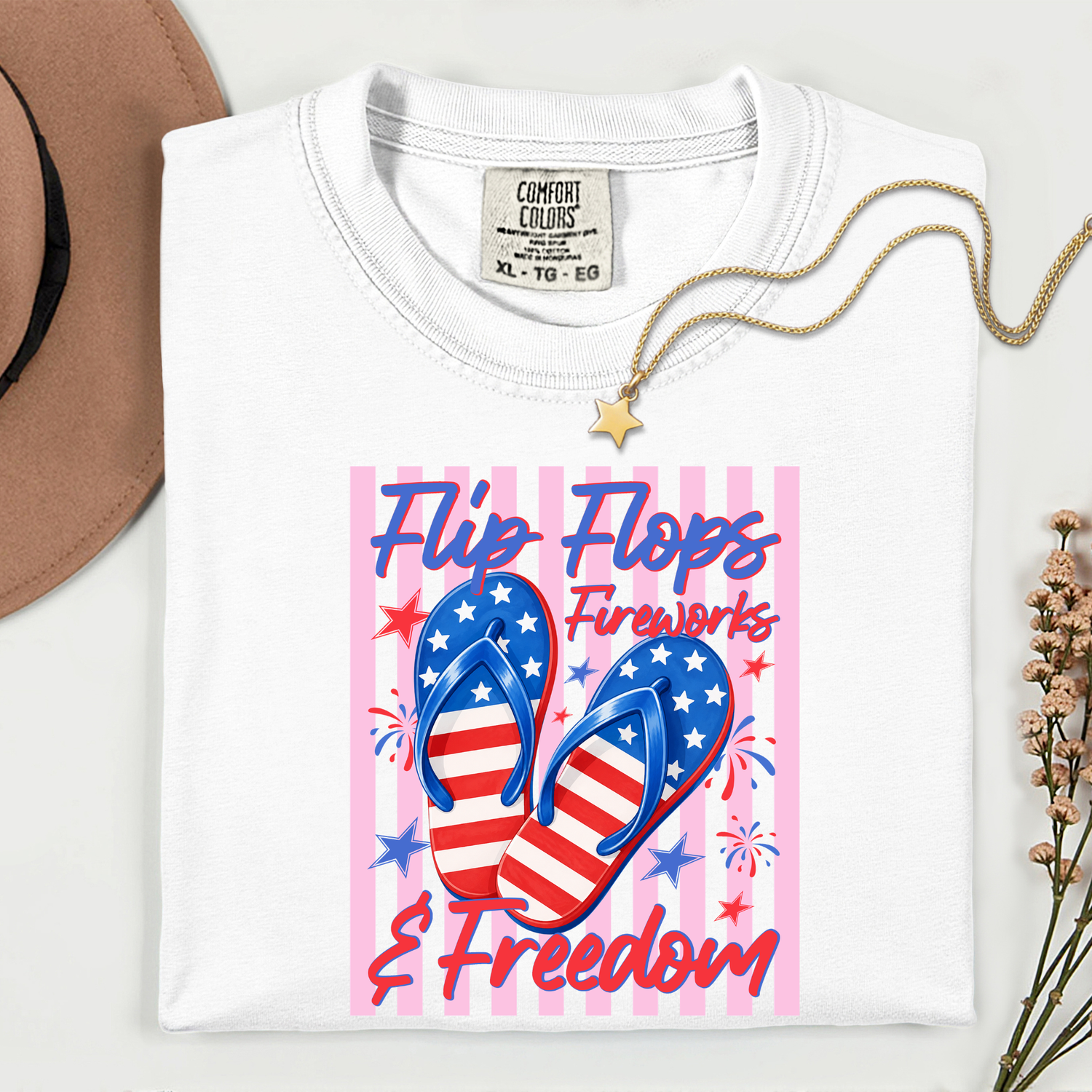ADULT Flipflops, Fireworks & Freedom DTF TRANSFER