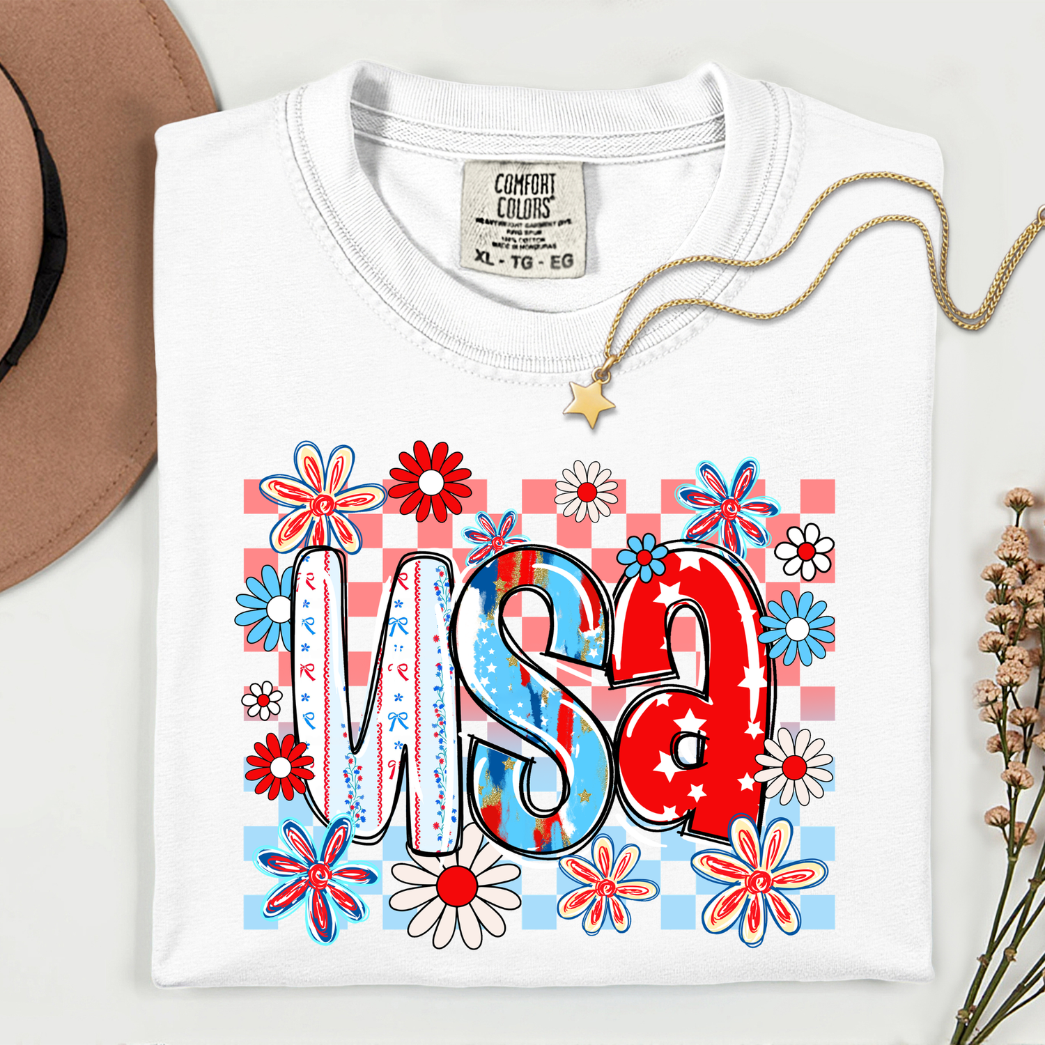 ADULT USA Flowers DTF TRANSFER
