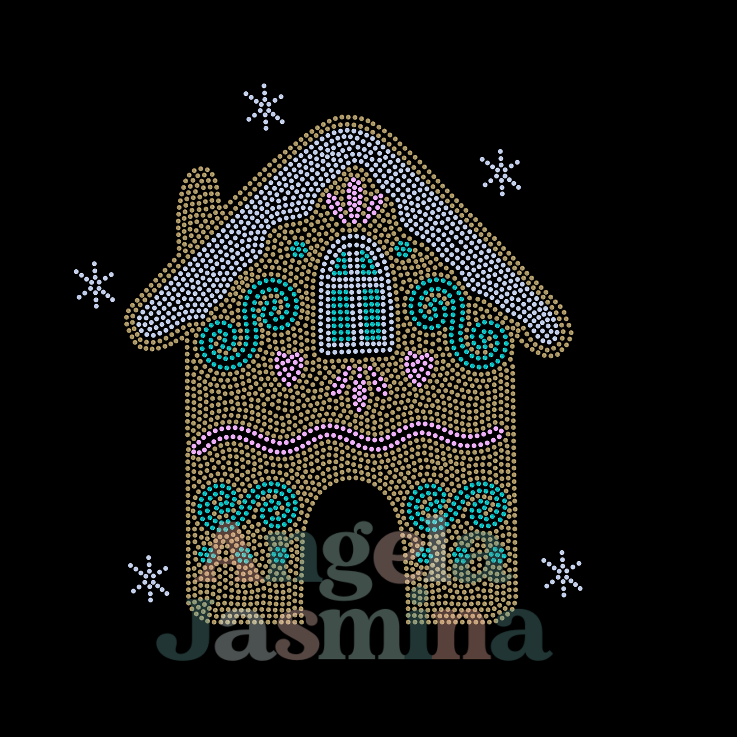 Gingerbread House SPANGLE BLING Transfer
