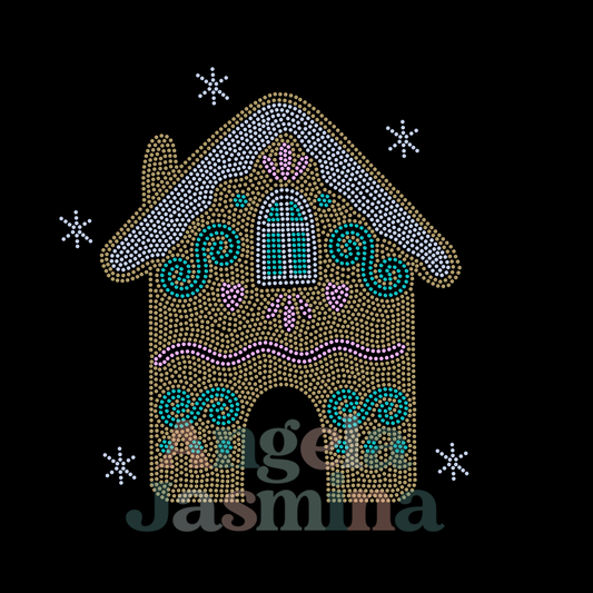 Gingerbread House SPANGLE BLING Transfer