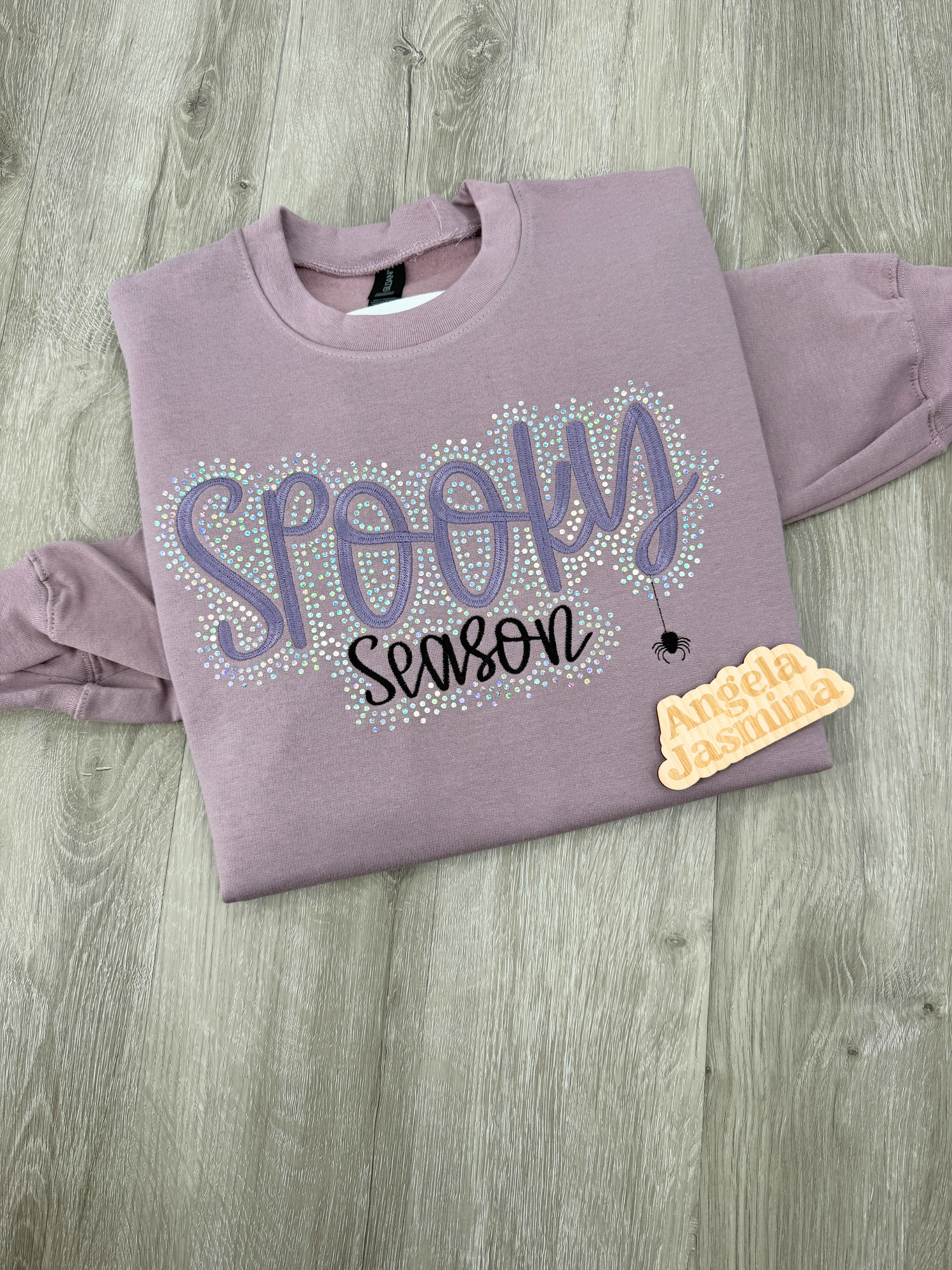 Spooky Season Embroidered & Bling Dusty Purple Sweatshirt