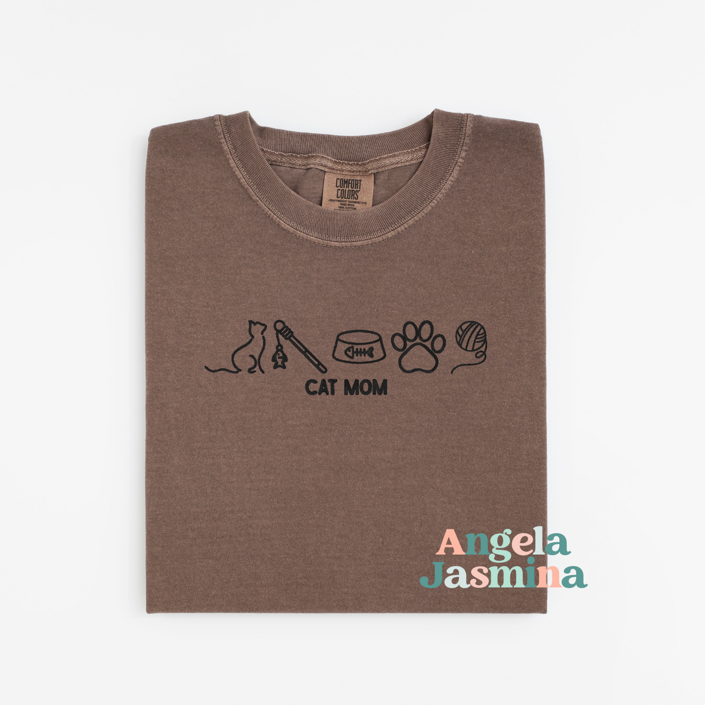 Cat Mom Embroidered Comfort Colors Shirt