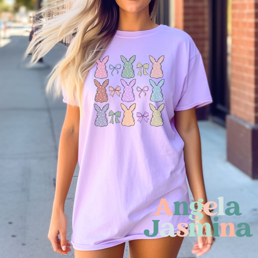 Bunny Bow Easter Comfort Colors Tee